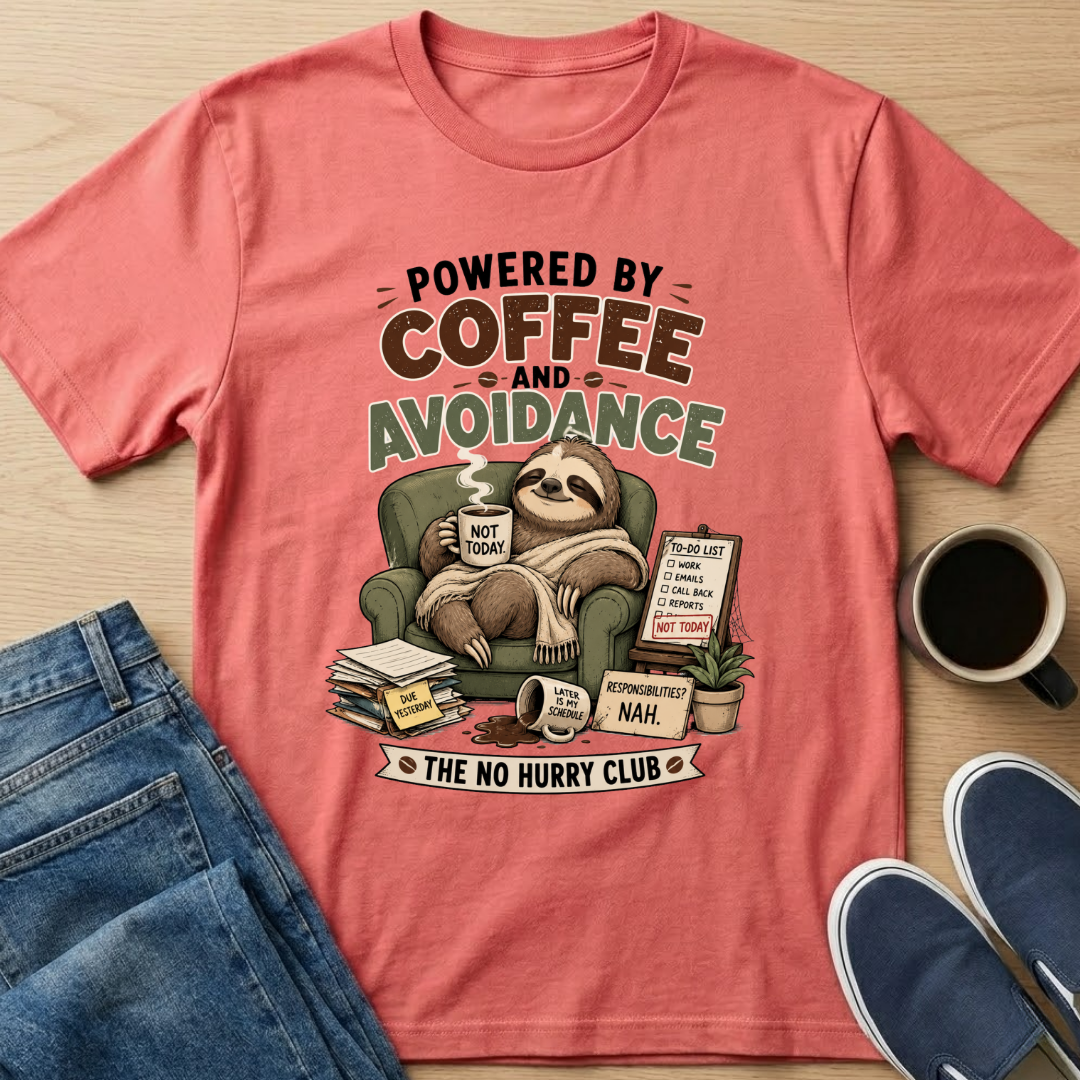 Coffee And Avoidance - Sloth T-Shirt