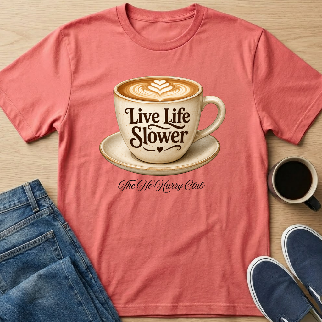 Live Life Slower Latte T-Shirt
