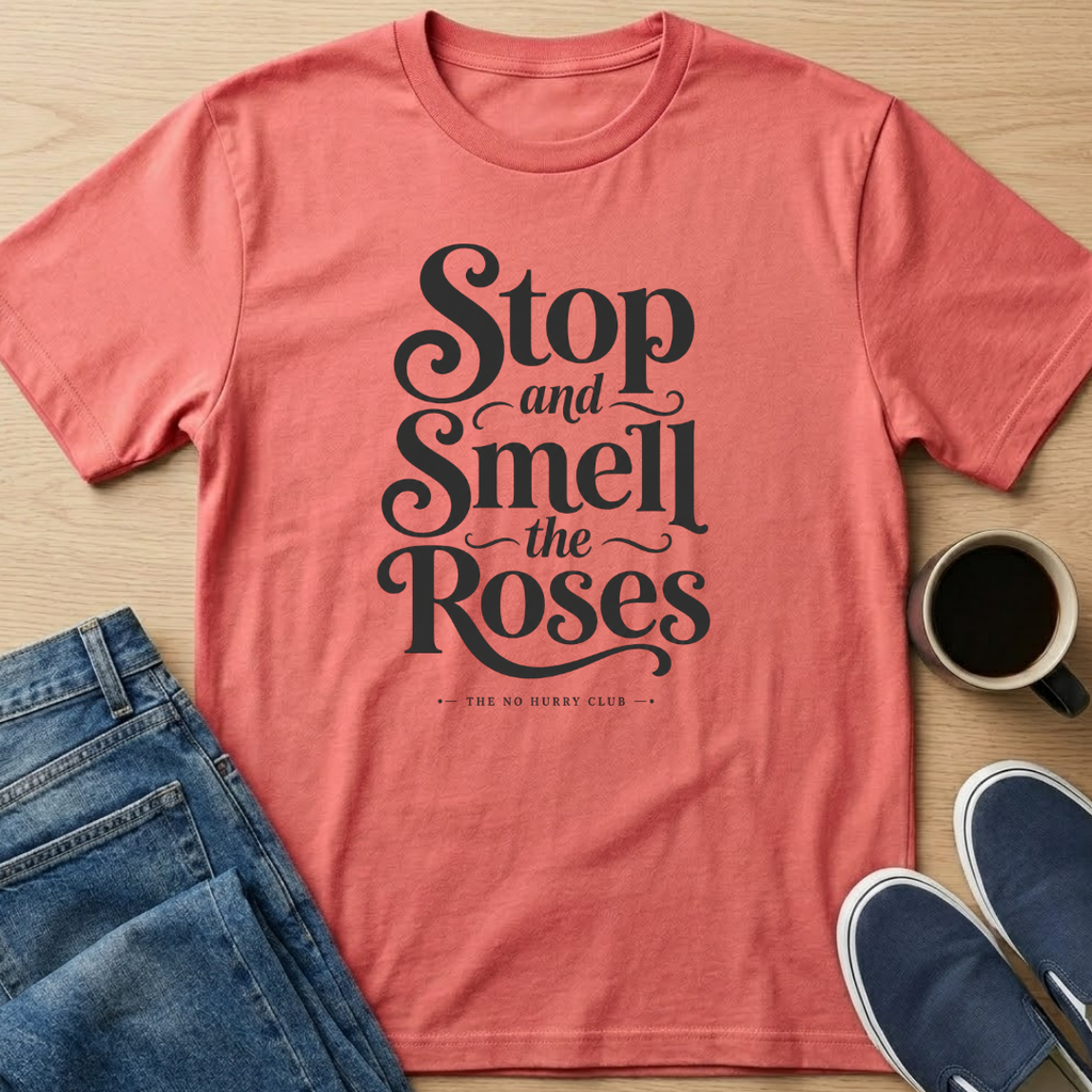 Smell The Roses Text T-Shirt