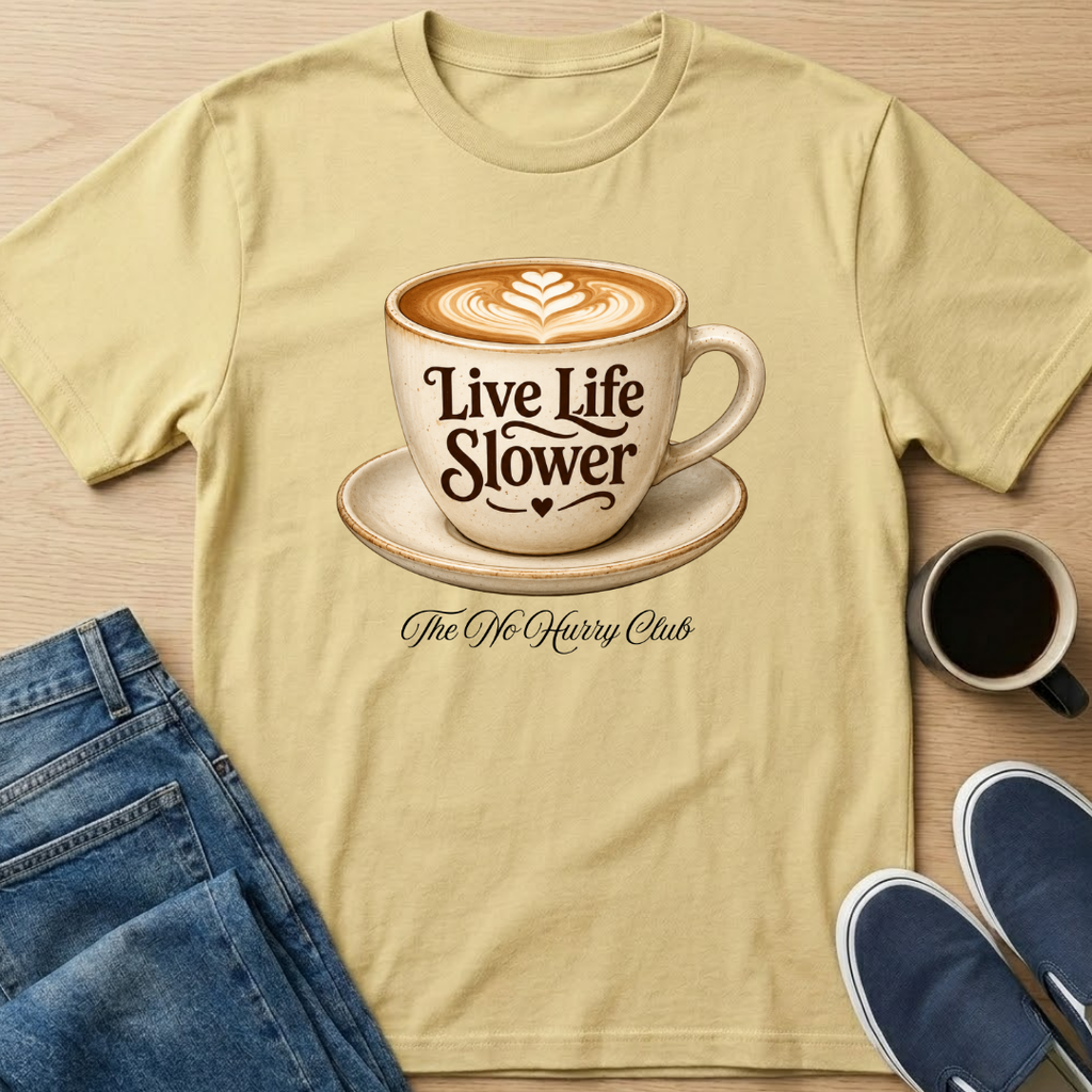 Live Life Slower Latte T-Shirt