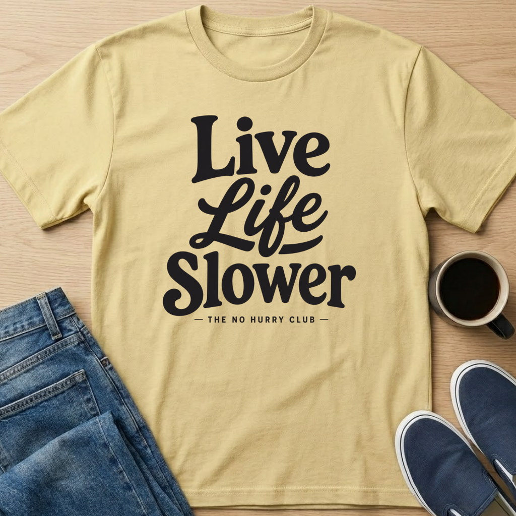 Live Life Slower Text T-Shirt