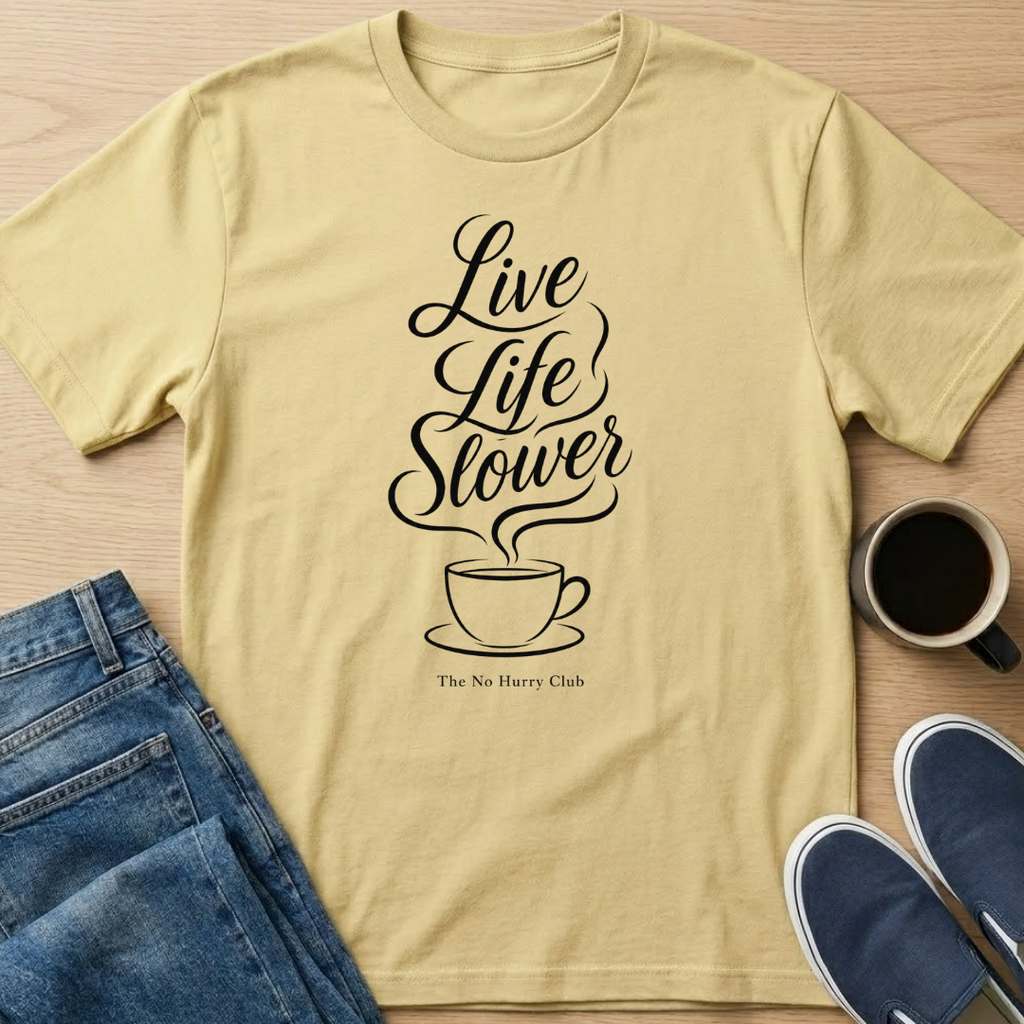 Live Life Slower Coffee T-Shirt