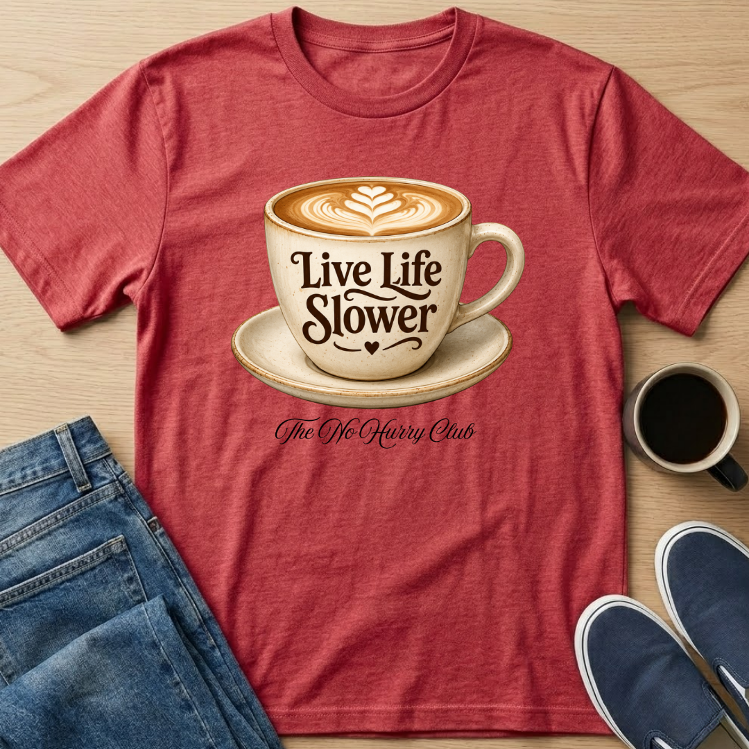 Live Life Slower Latte T-Shirt