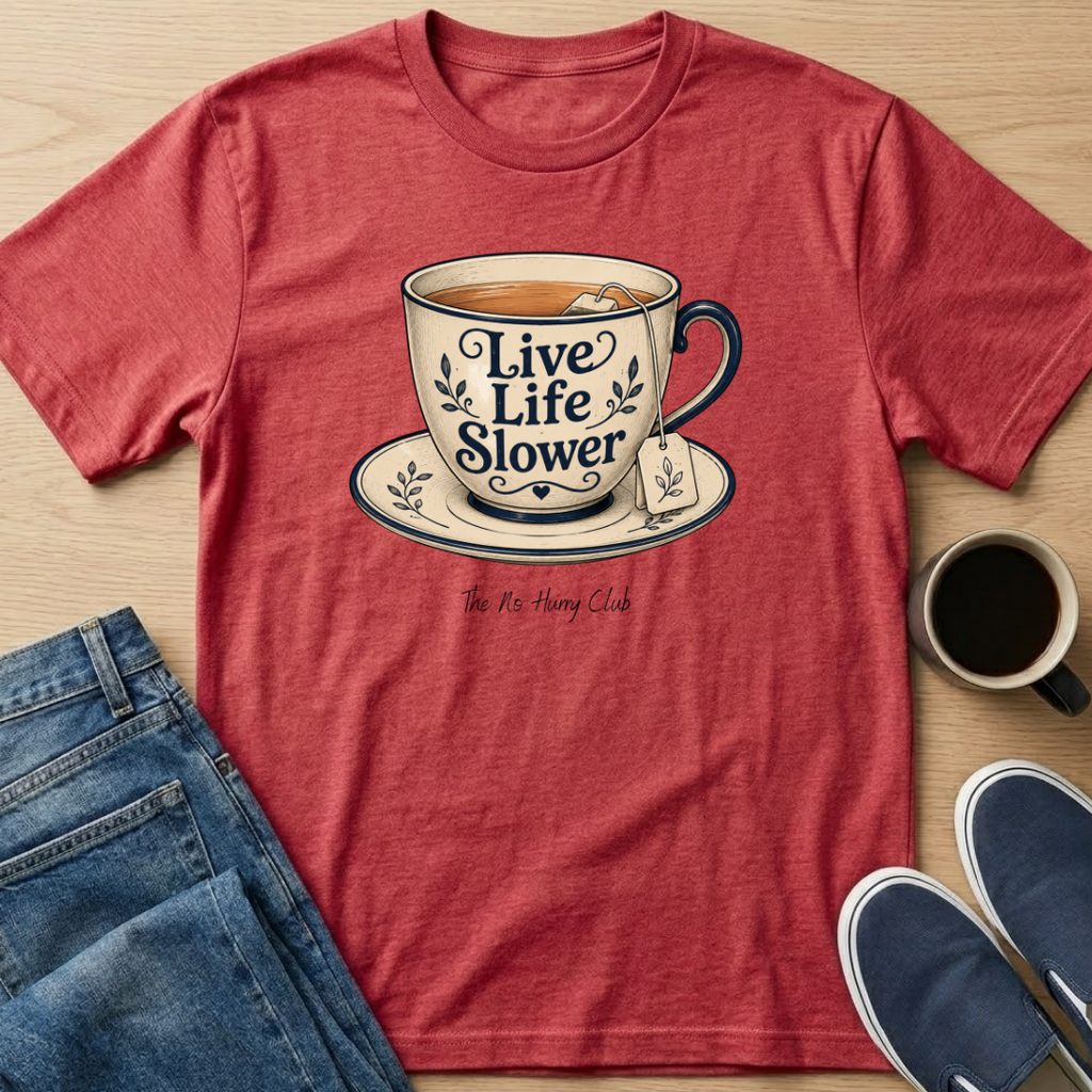 Live Life Slower Teacup T-Shirt