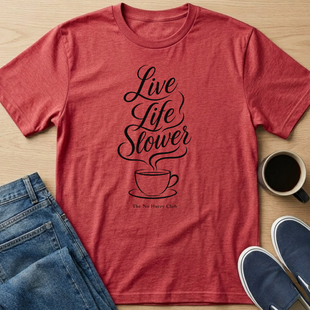 Live Life Slower Coffee T-Shirt