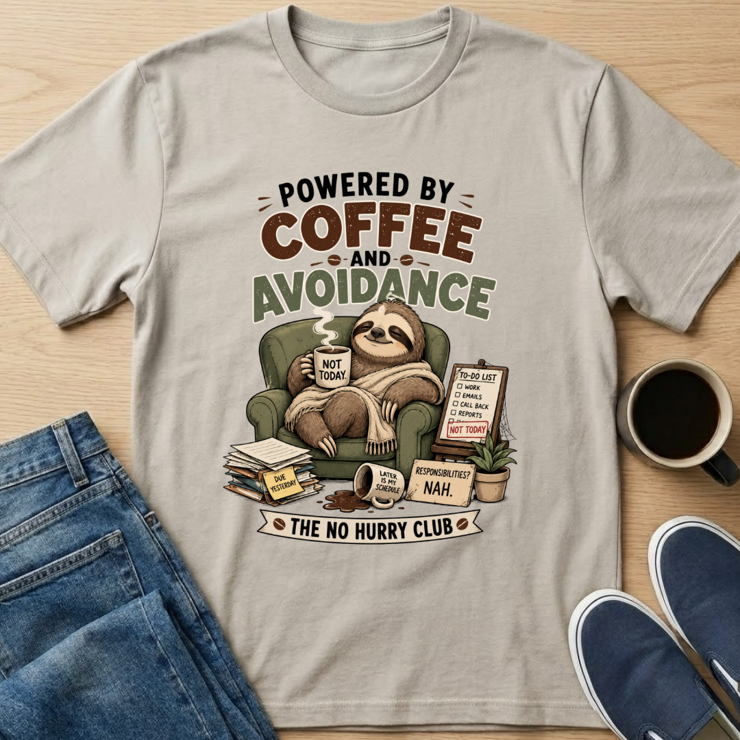 Coffee And Avoidance - Sloth T-Shirt
