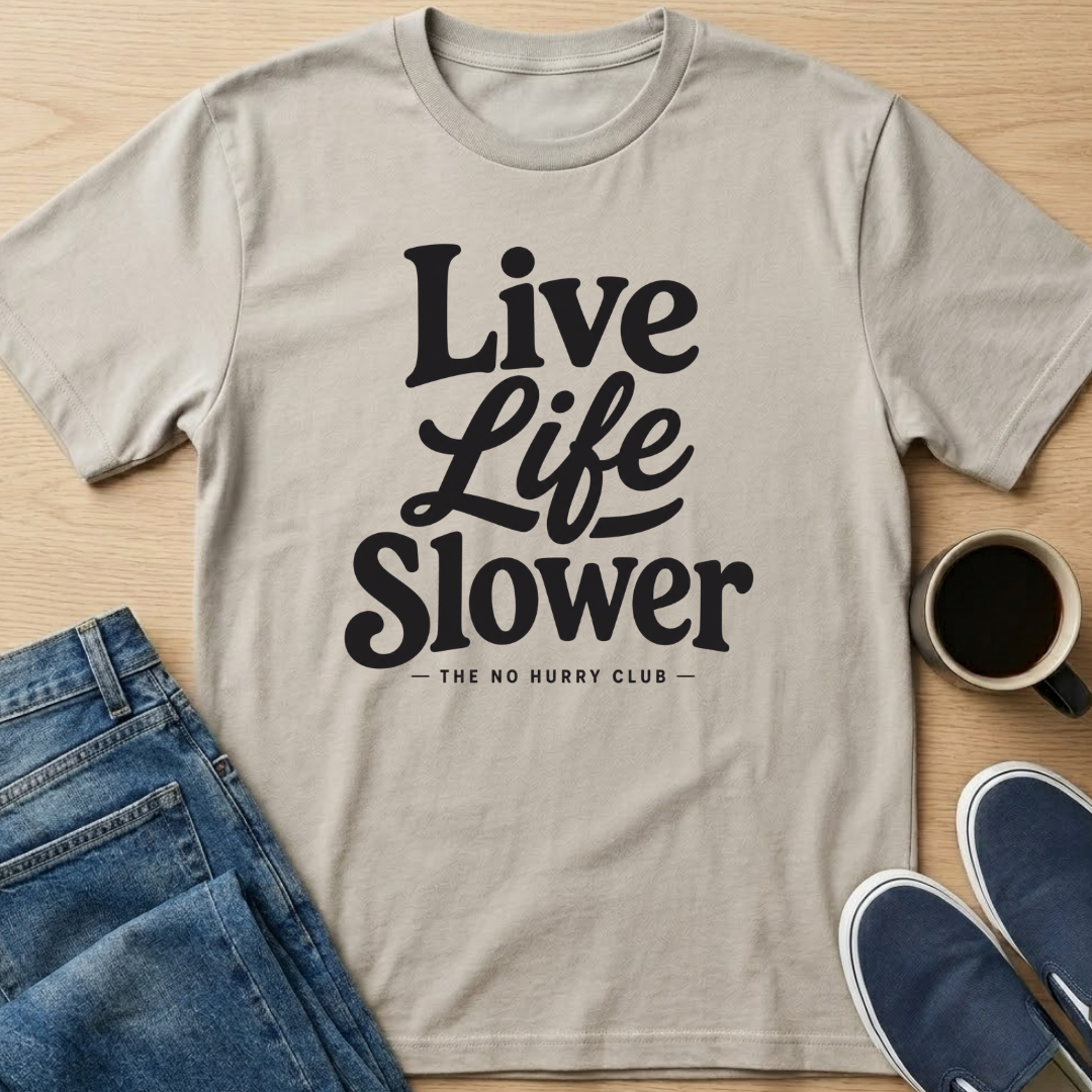 Live Life Slower Text T-Shirt
