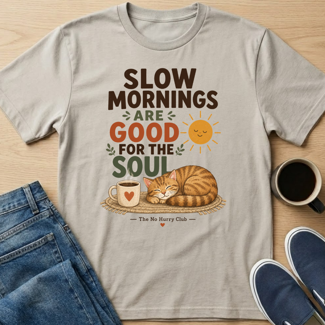 Slow Mornings Cat T-Shirt