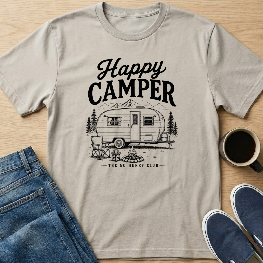Happy Camper - Black T-Shirt