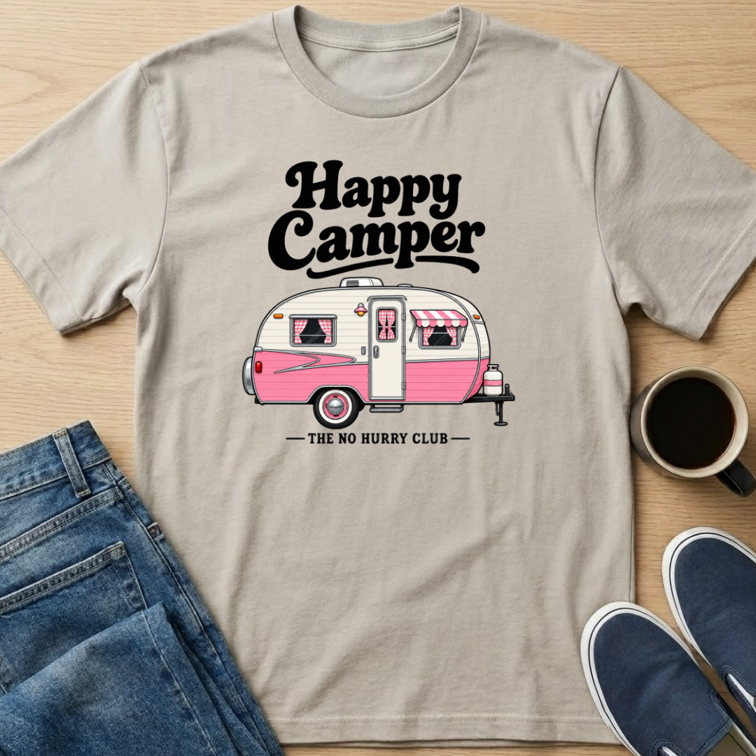 Happy Camper - Pink T-Shirt