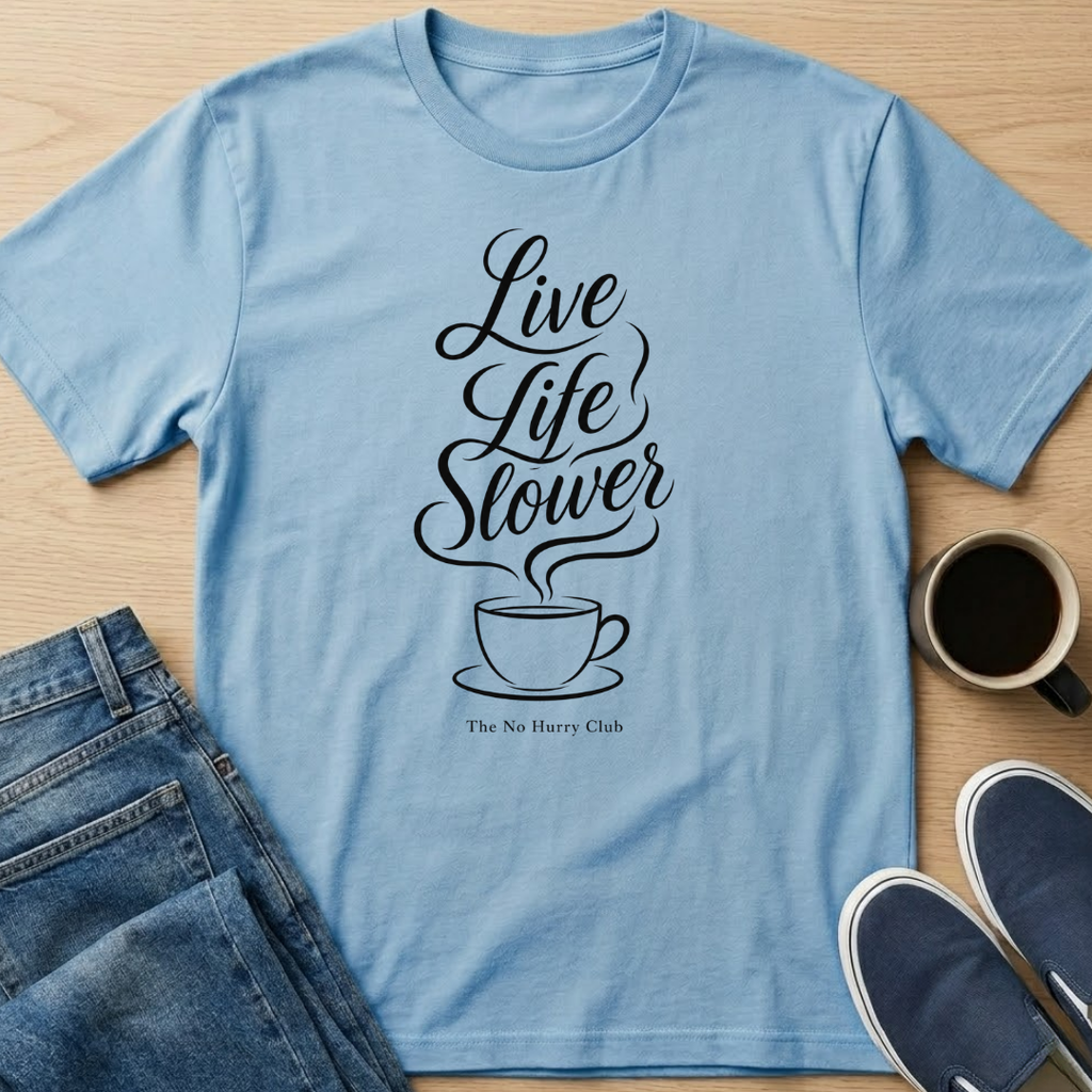 Live Life Slower Coffee T-Shirt