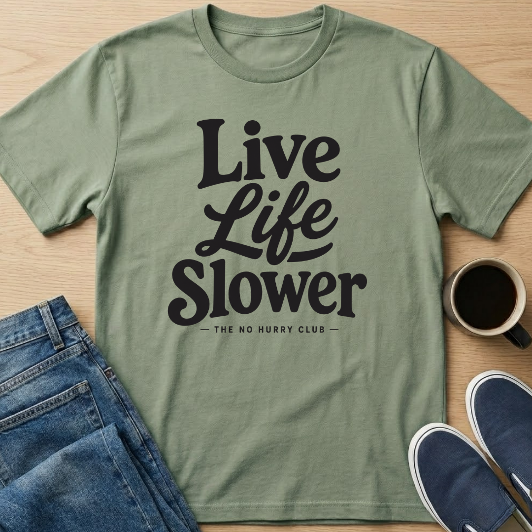 Live Life Slower Text T-Shirt