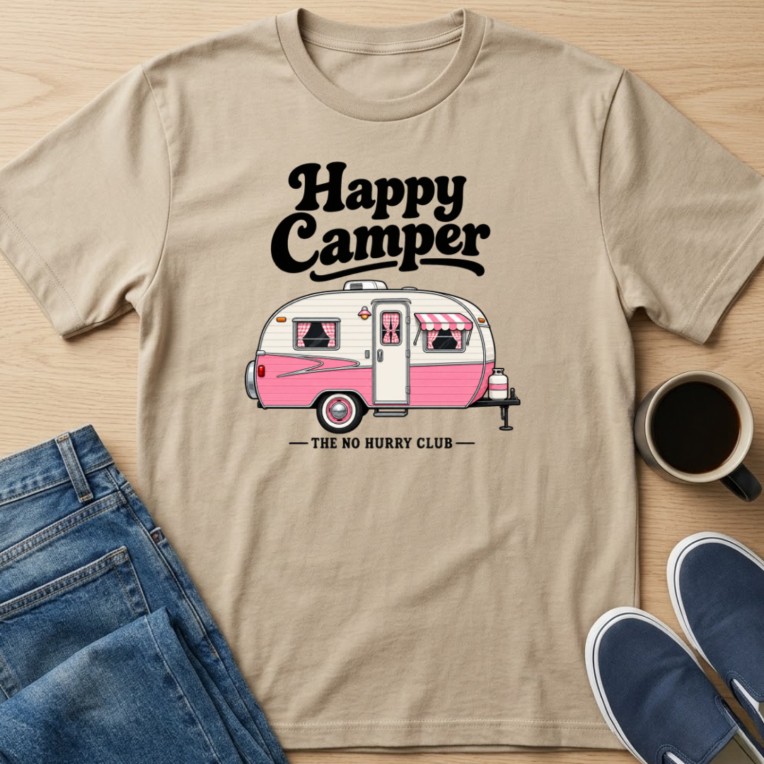 Happy Camper - Pink T-Shirt