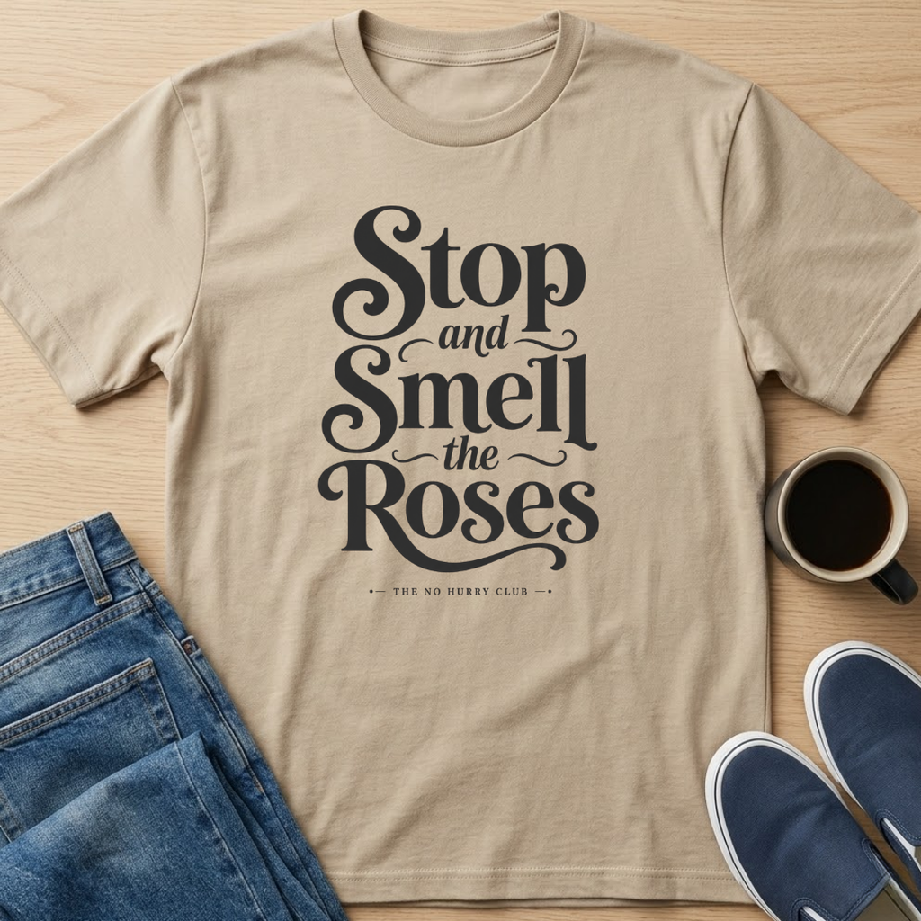 Smell The Roses Text T-Shirt