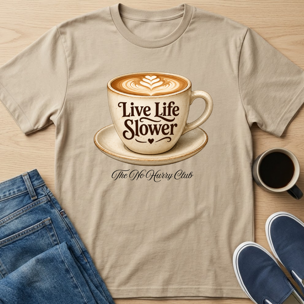 Live Life Slower Latte T-Shirt