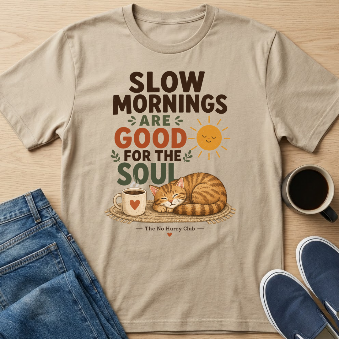 Slow Mornings Cat T-Shirt