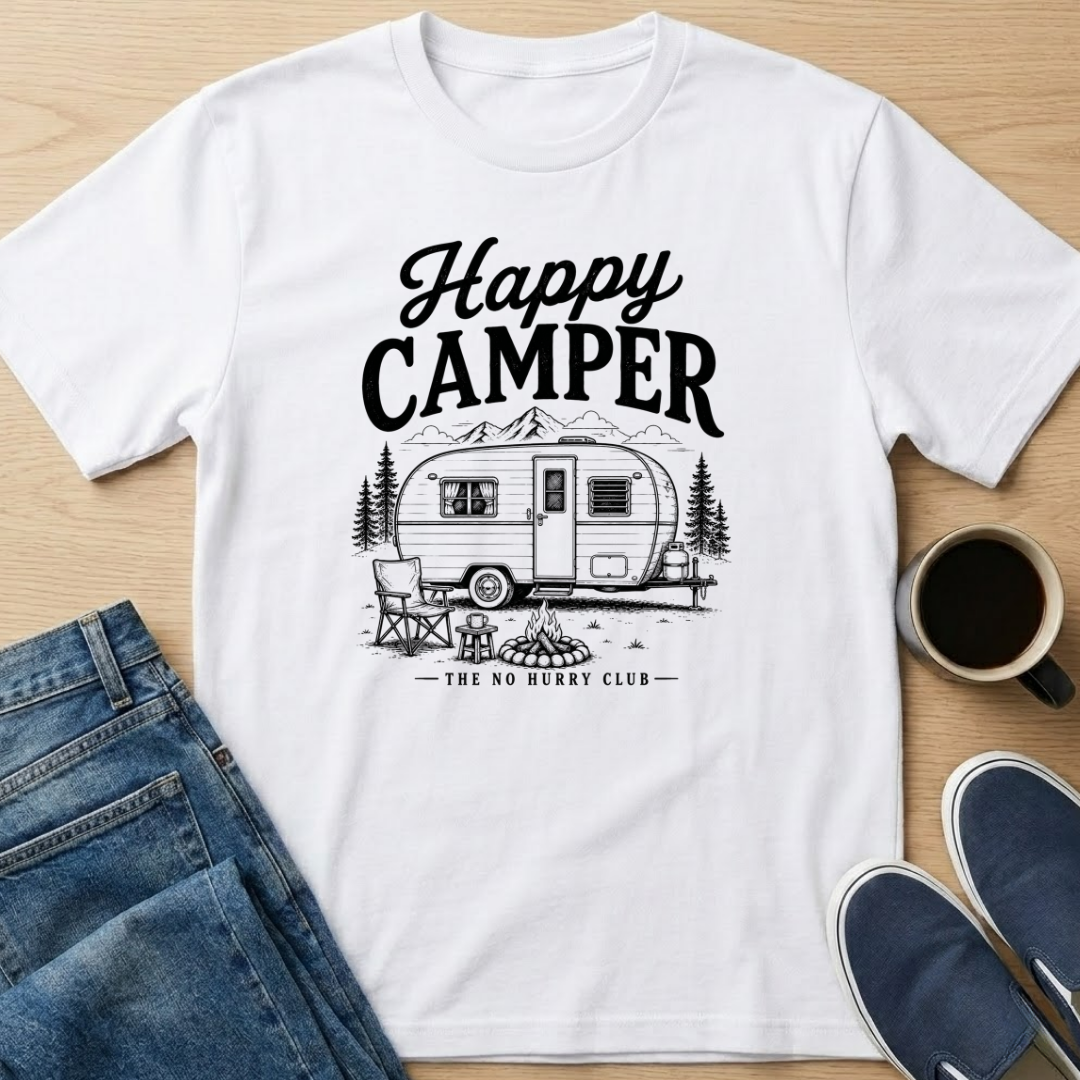 Happy Camper - Black T-Shirt