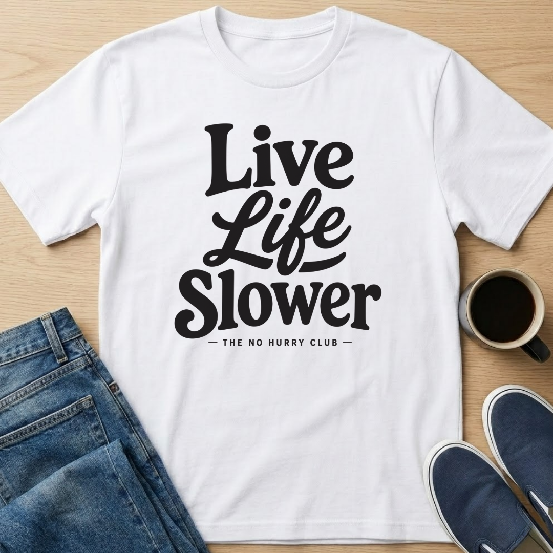 Live Life Slower Text T-Shirt