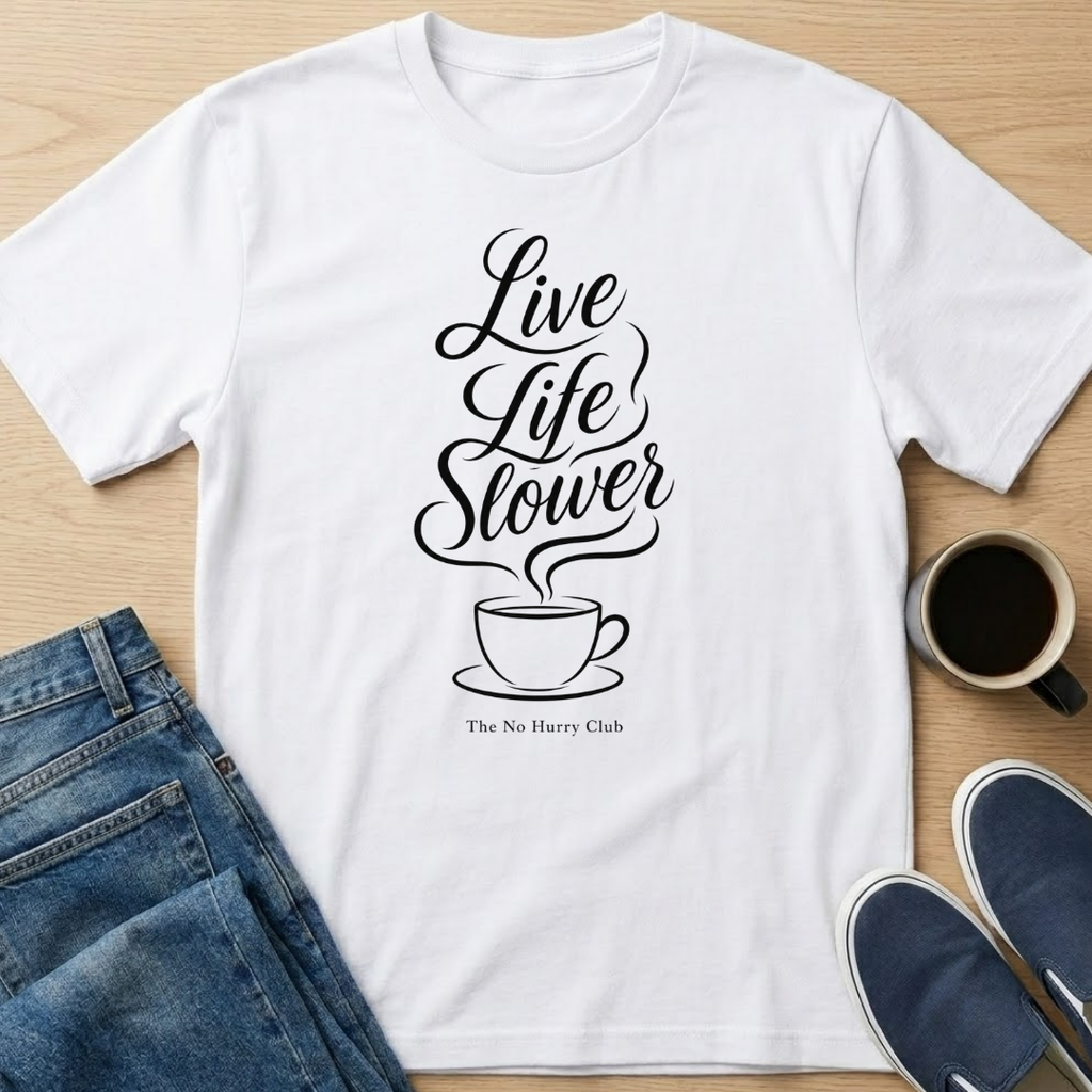Live Life Slower Coffee T-Shirt