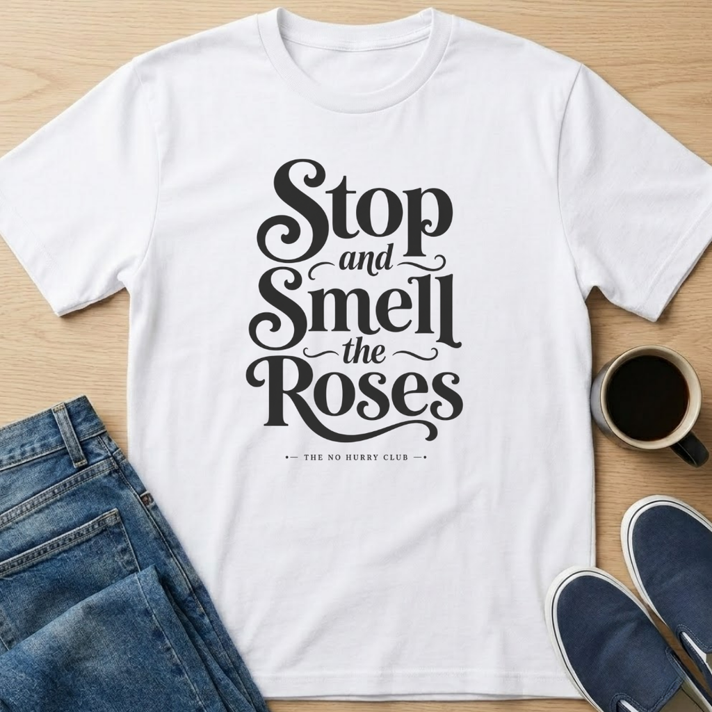 Smell The Roses Text T-Shirt