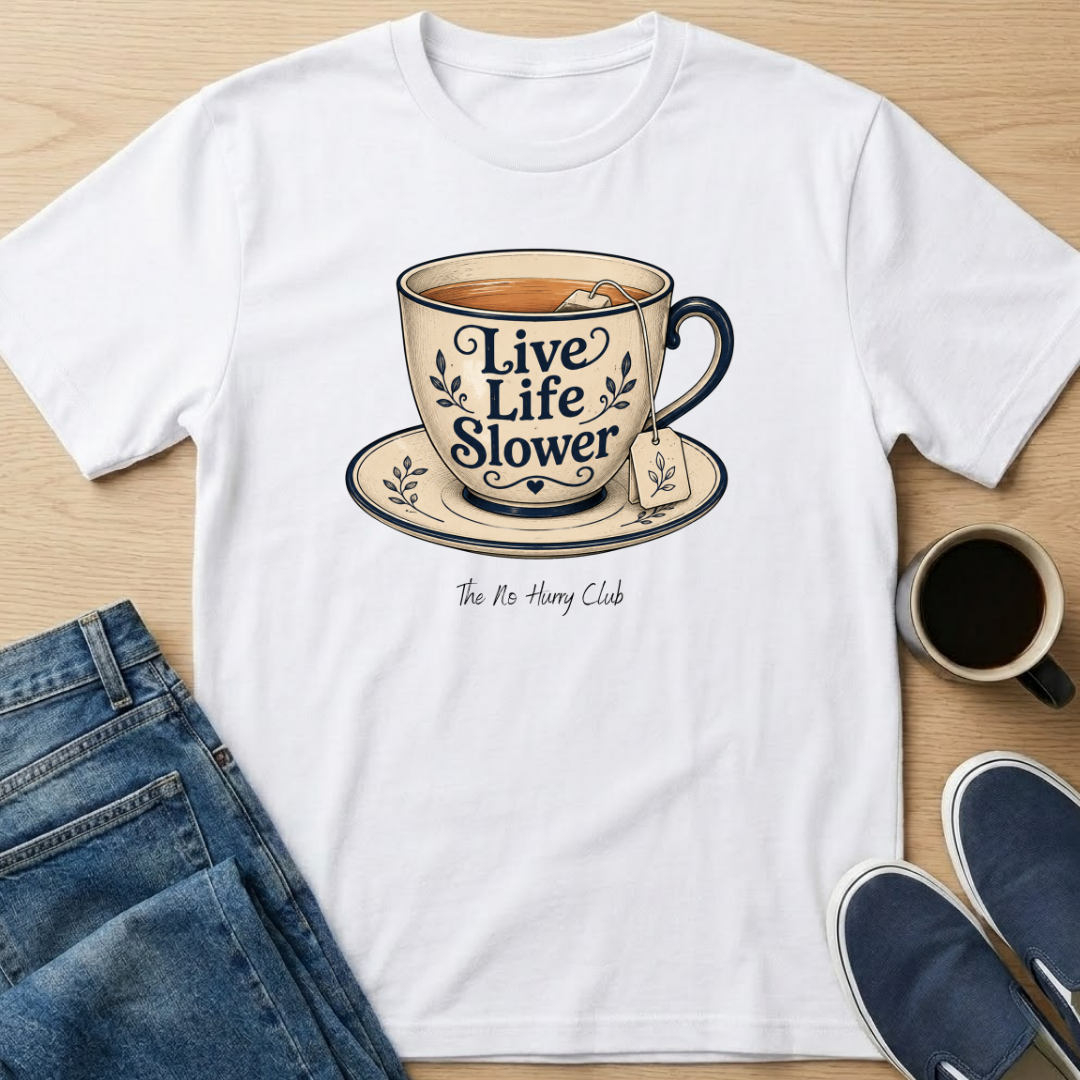 Live Life Slower Teacup T-Shirt