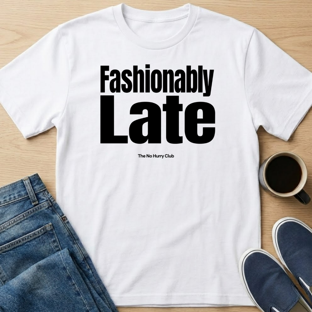 Fashionably Late Text T-Shirt