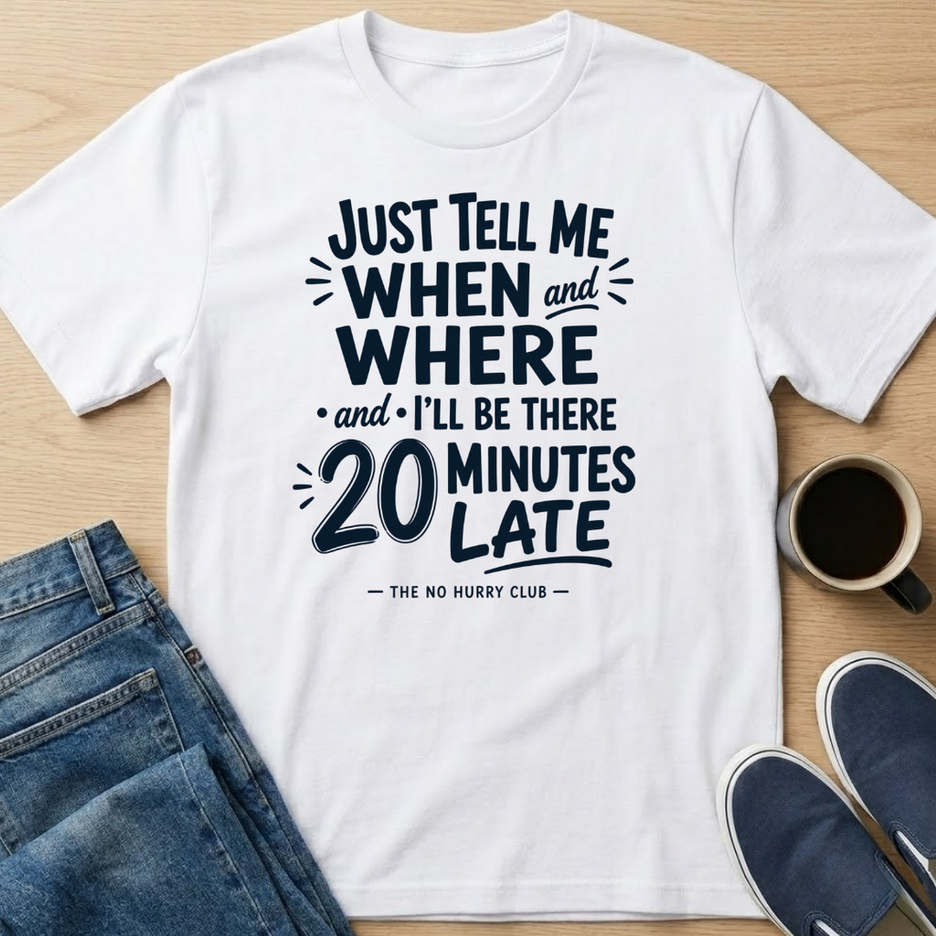 When and Where Text T-Shirt