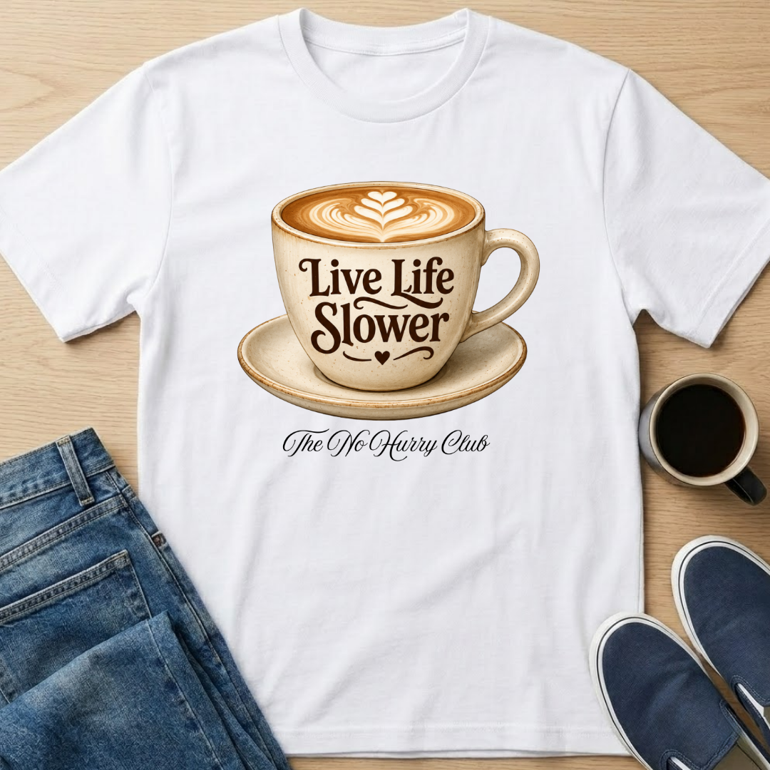 Live Life Slower Latte T-Shirt
